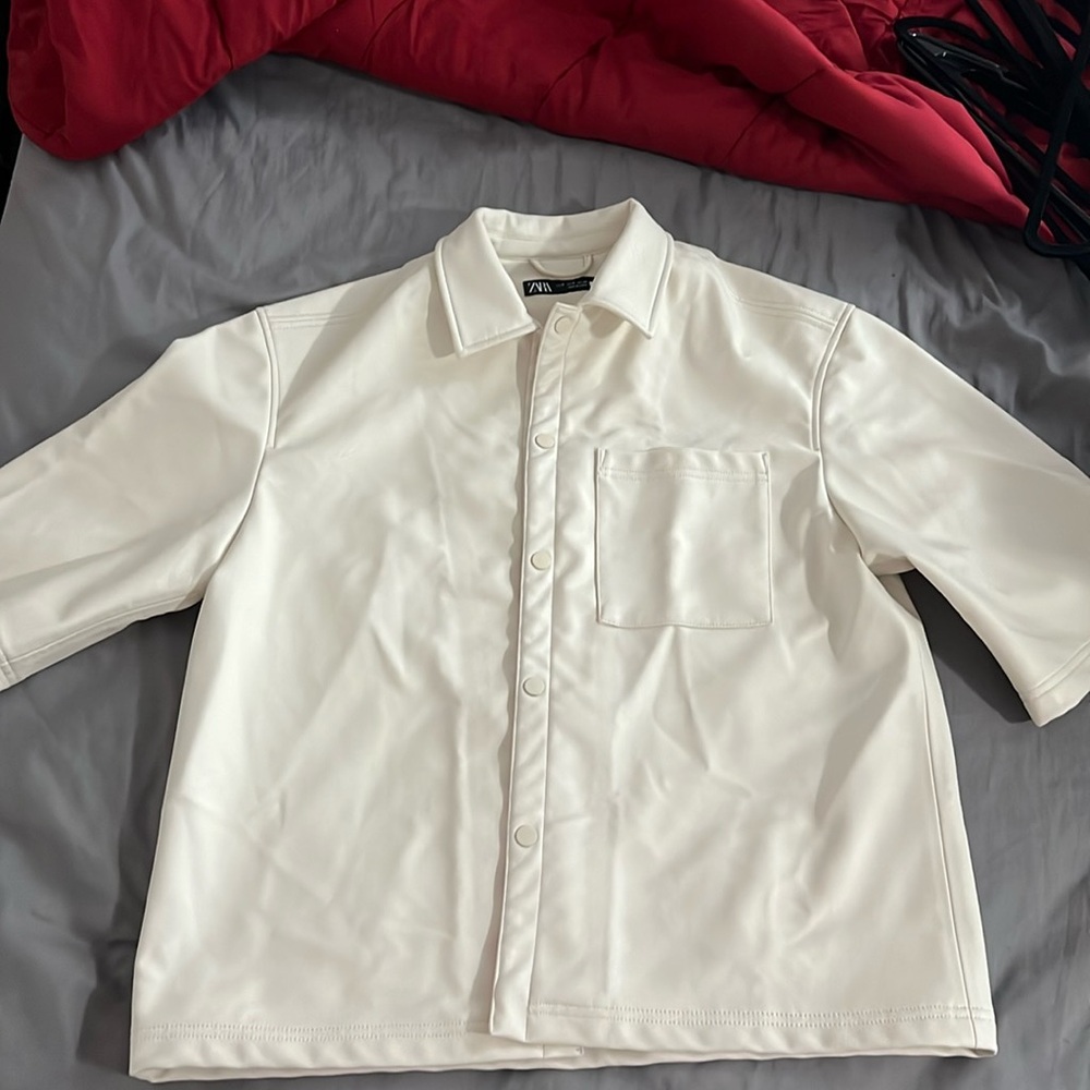 Zara Men's Button Up Faux Leather